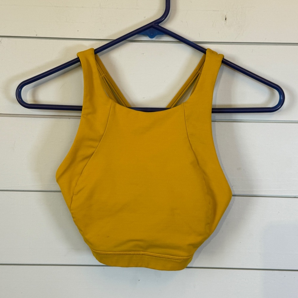 Lululemon free to be serene bra high neck honey lemon yellow women's size 4